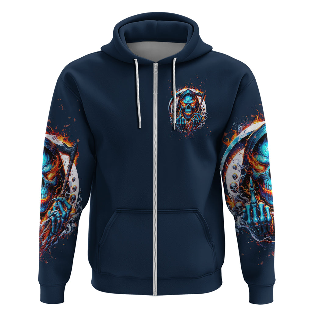 Reaper Skull Zip Hoodie My Give A Fuck Is Broken But My Go Fuck Yourself Is Fully Functional