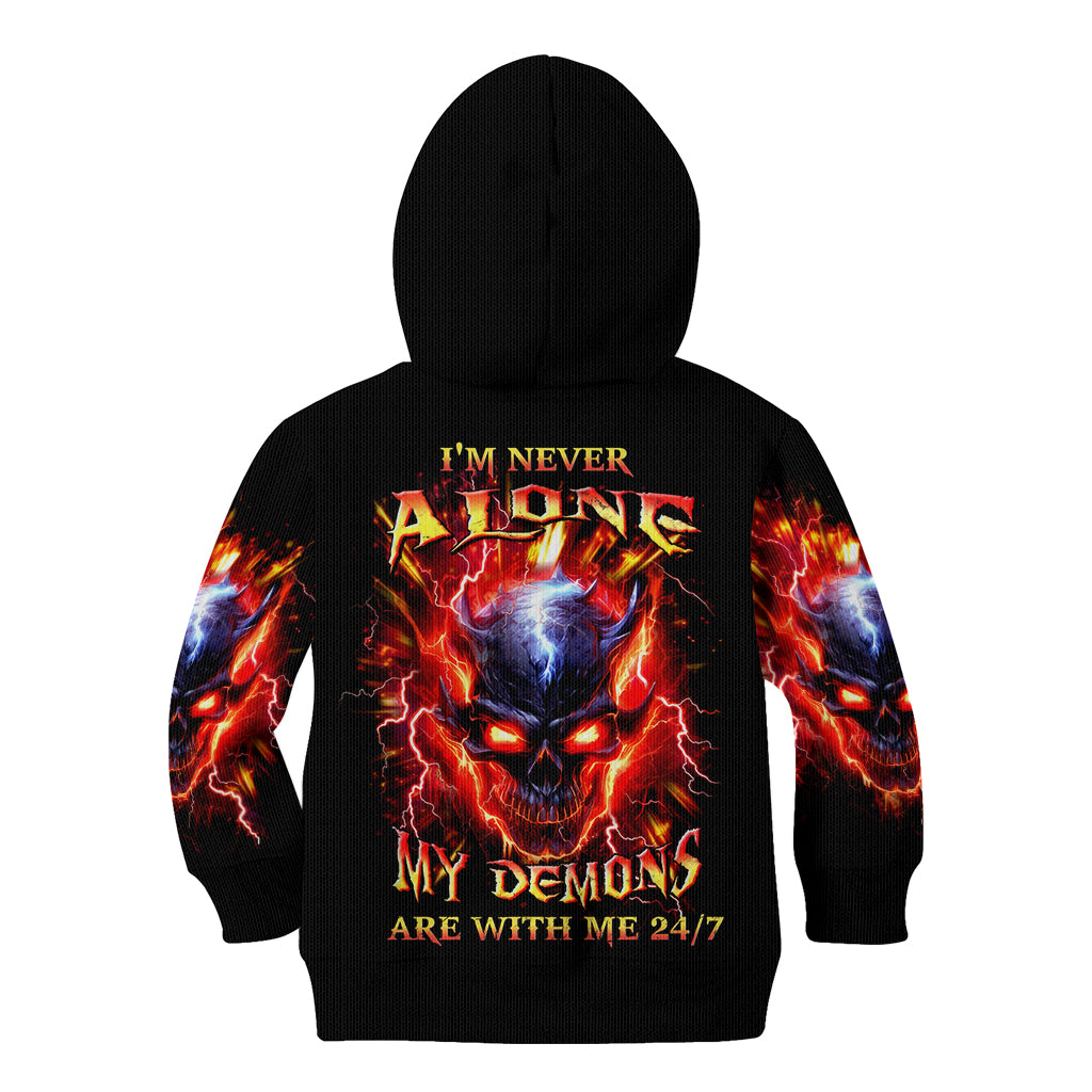 Flame Skull Kid Hoodie I'm Never Alone My Demons Are With Me 24/7