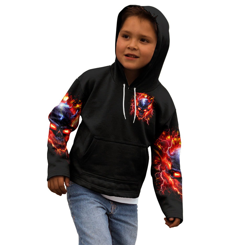 Flame Skull Kid Hoodie I'm Never Alone My Demons Are With Me 24/7