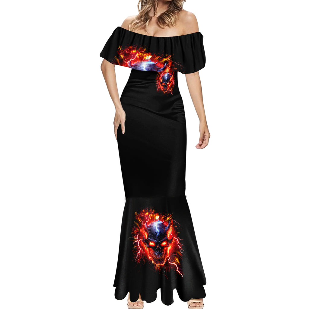 Flame Skull Mermaid Dress I'm Never Alone My Demons Are With Me 24/7