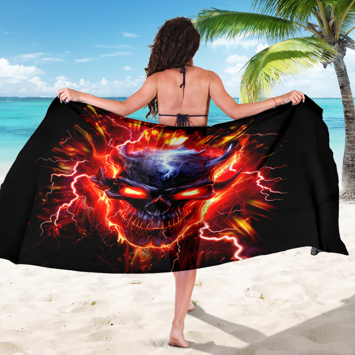 Flame Skull Sarong I'm Never Alone My Demons Are With Me 24/7