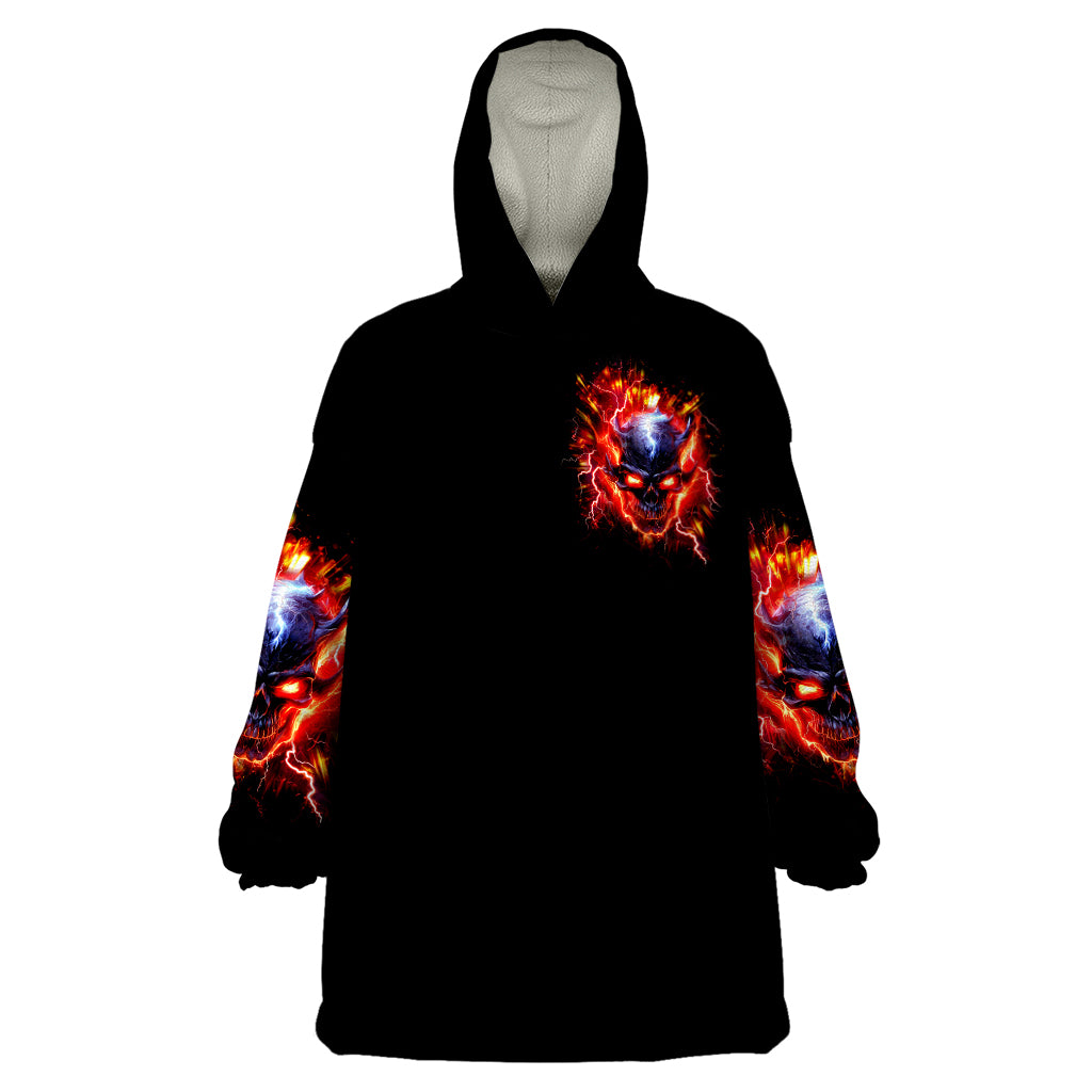 Flame Skull Wearable Blanket Hoodie I'm Never Alone My Demons Are With Me 24/7