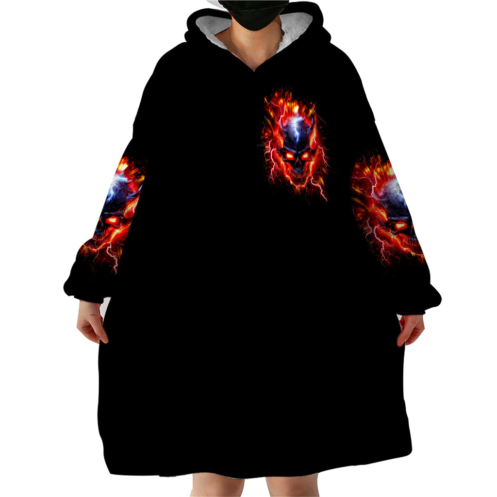 Flame Skull Wearable Blanket Hoodie I'm Never Alone My Demons Are With Me 24/7
