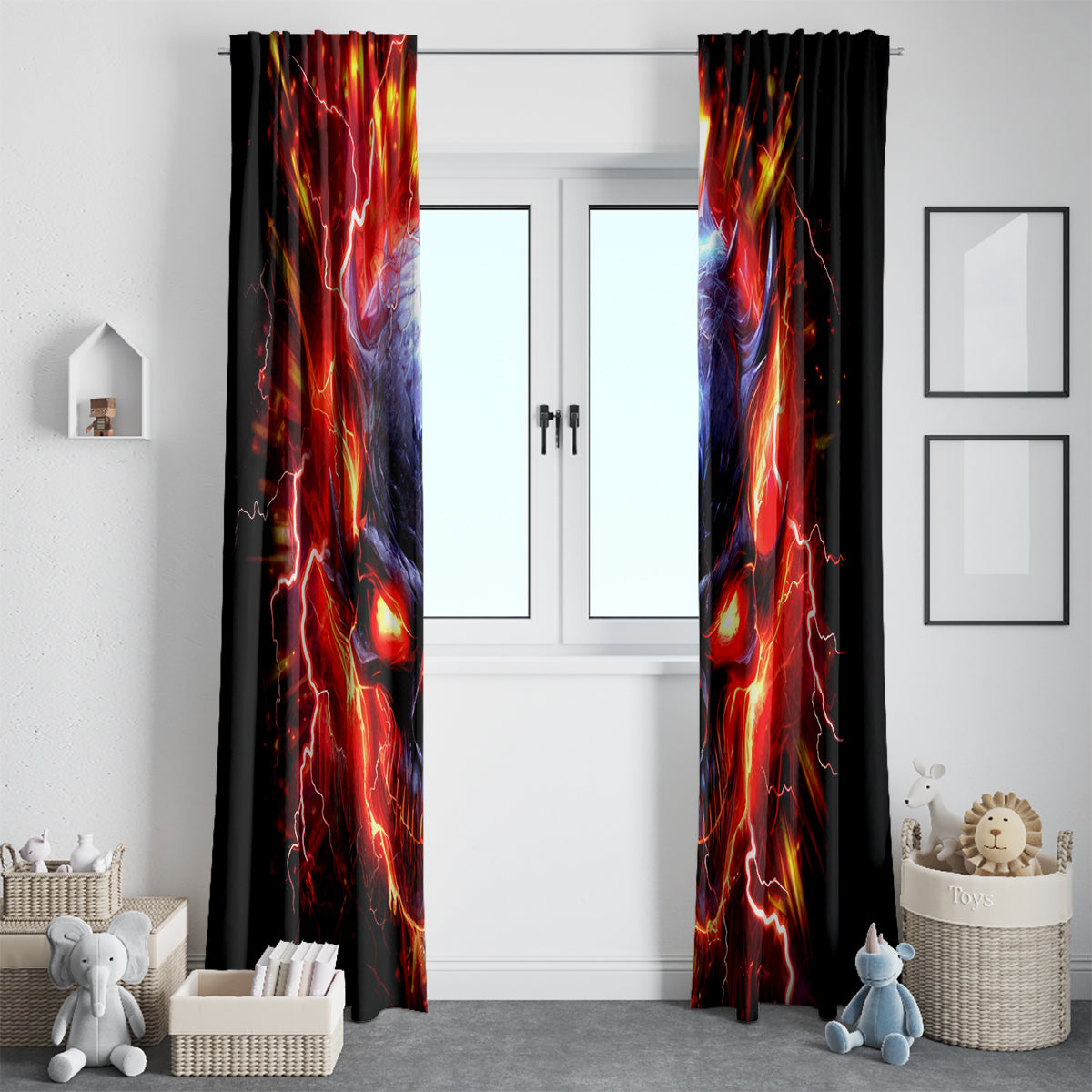 Flame Skull Window Curtain I'm Never Alone My Demons Are With Me 24/7