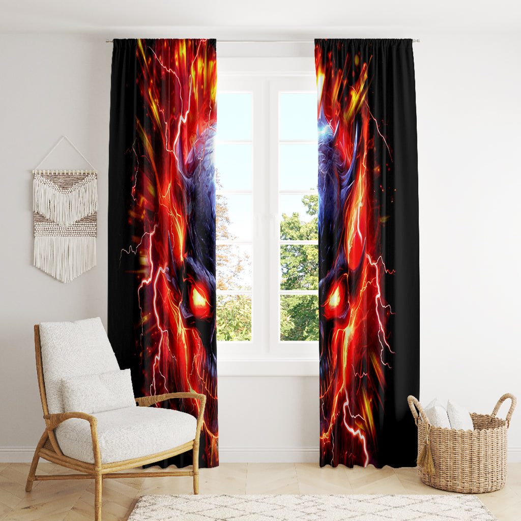 Flame Skull Window Curtain I'm Never Alone My Demons Are With Me 24/7