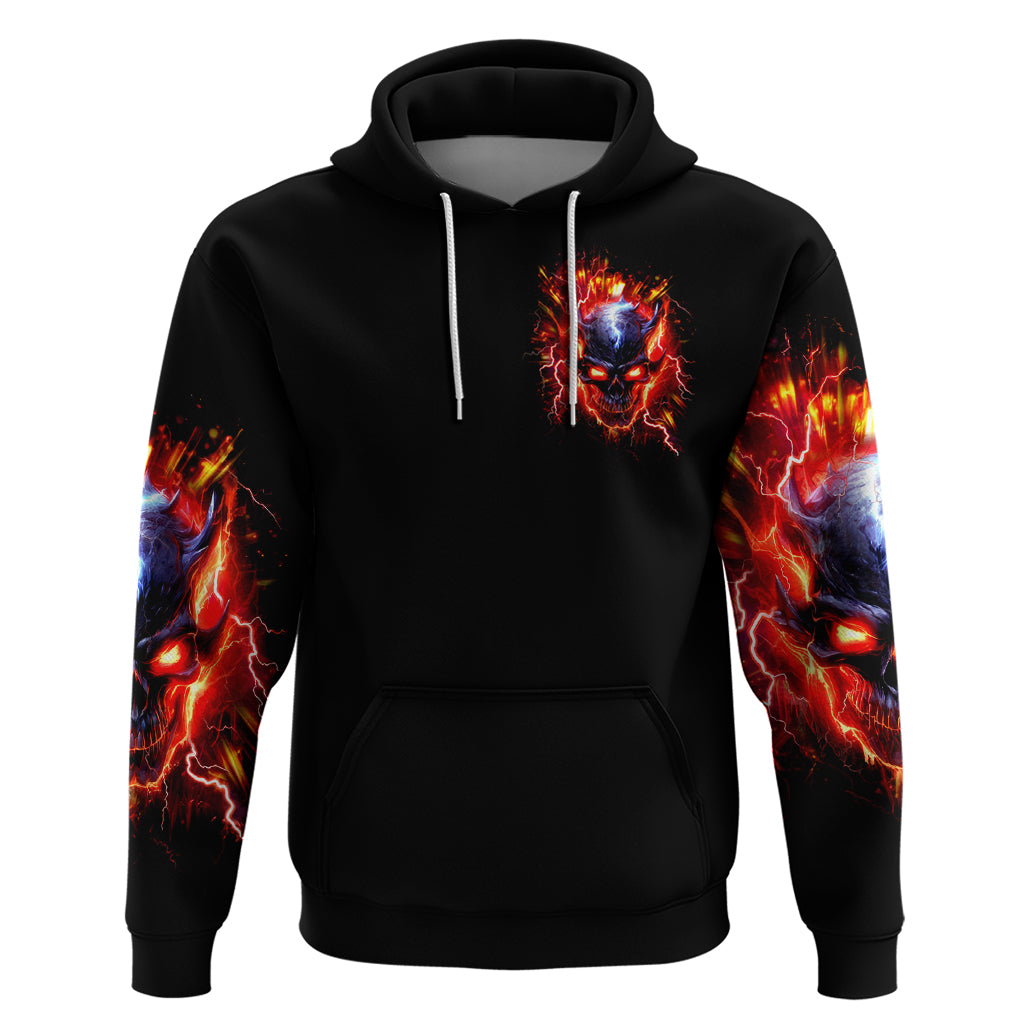Flame Skull Zip Hoodie I'm Never Alone My Demons Are With Me 24/7