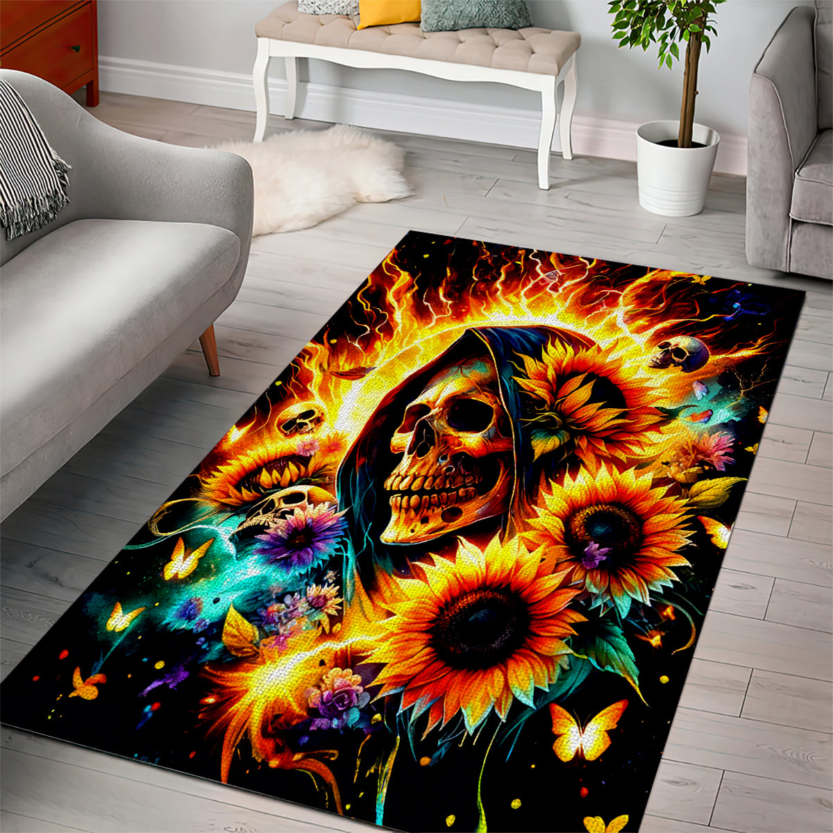 Sunflower Skull Area Rug She Is Sunshine Mixed With A Little Hurricane