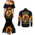 Sunflower Skull Couples Matching Mermaid Dress and Long Sleeve Button Shirt She Is Sunshine Mixed With A Little Hurricane