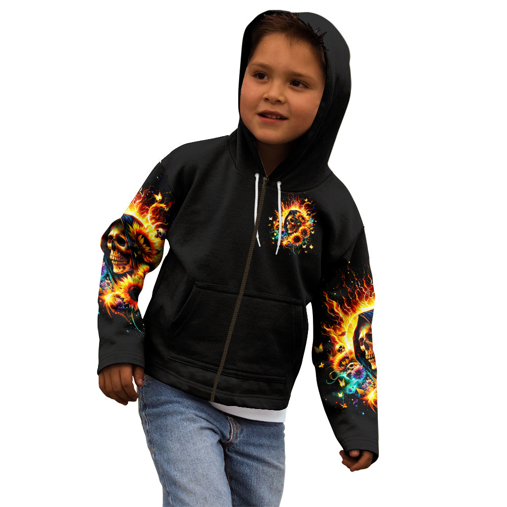 Sunflower Skull Kid Hoodie She Is Sunshine Mixed With A Little Hurricane