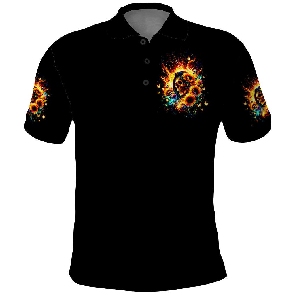 Sunflower Skull Polo Shirt She Is Sunshine Mixed With A Little Hurricane