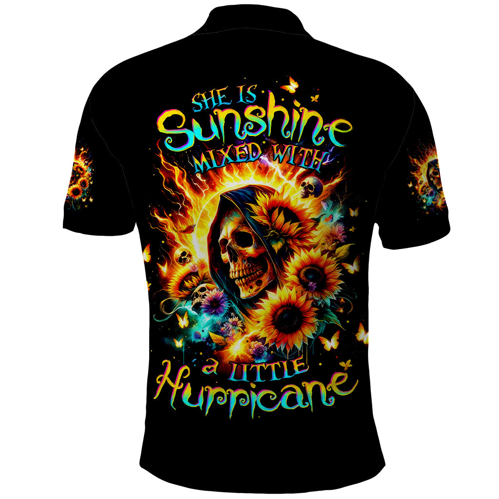 Sunflower Skull Polo Shirt She Is Sunshine Mixed With A Little Hurricane