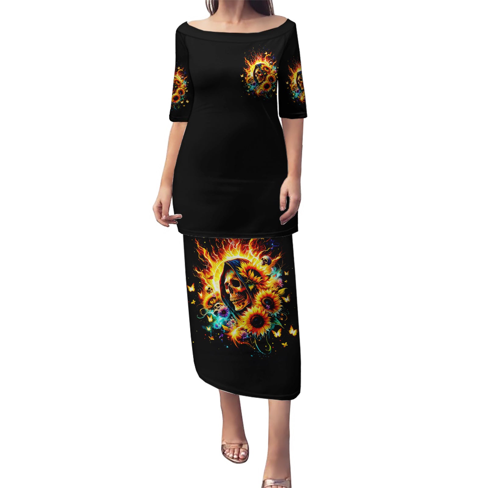 Sunflower Skull Puletasi She Is Sunshine Mixed With A Little Hurricane