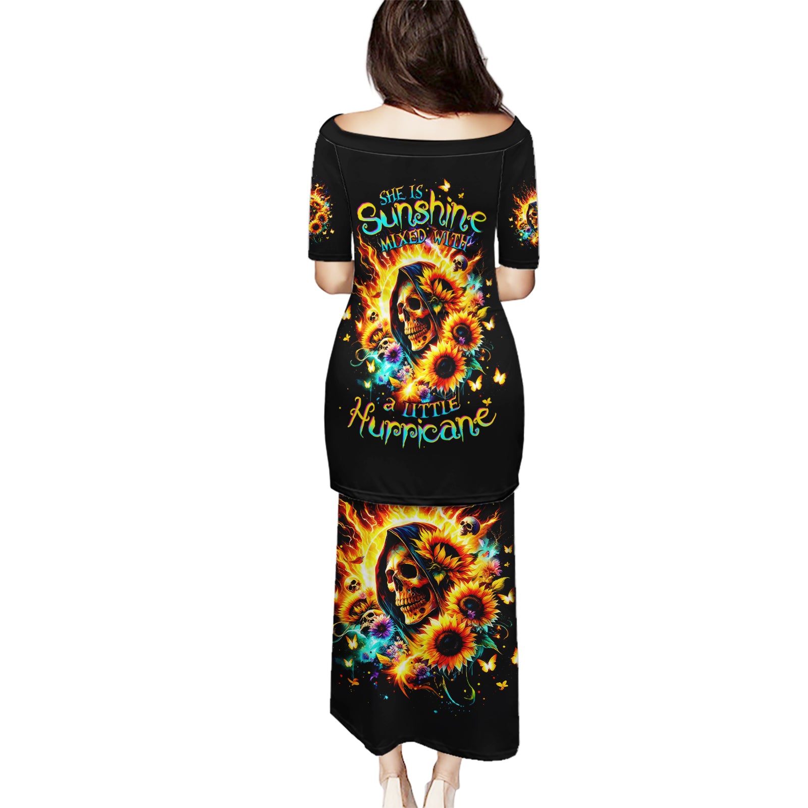 Sunflower Skull Puletasi She Is Sunshine Mixed With A Little Hurricane