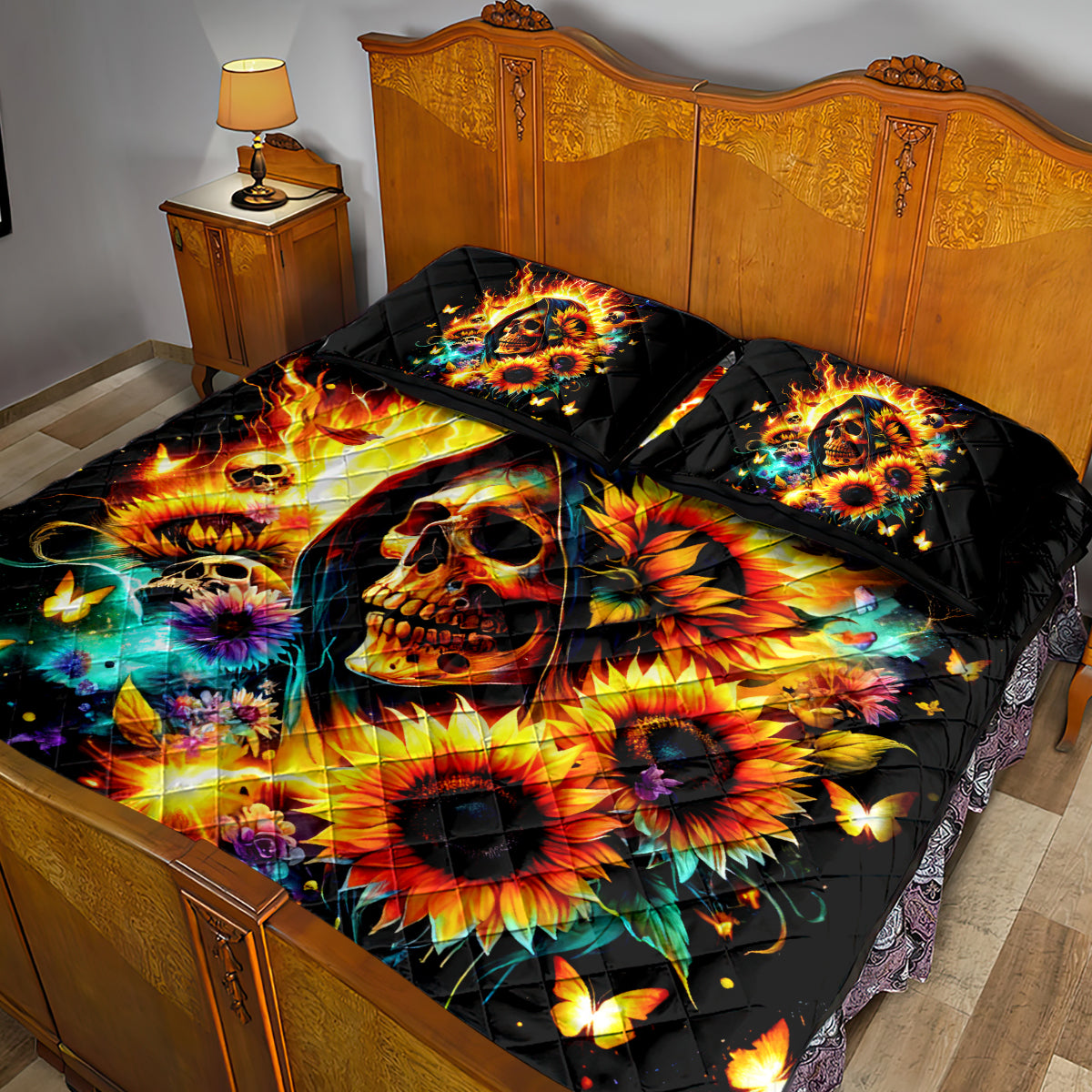 Sunflower Skull Quilt Bed Set She Is Sunshine Mixed With A Little Hurricane