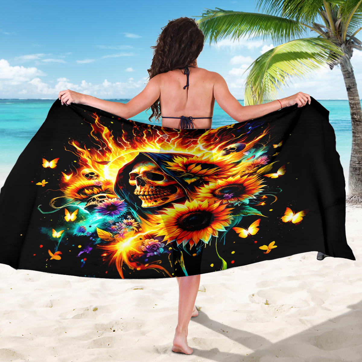 Sunflower Skull Sarong She Is Sunshine Mixed With A Little Hurricane