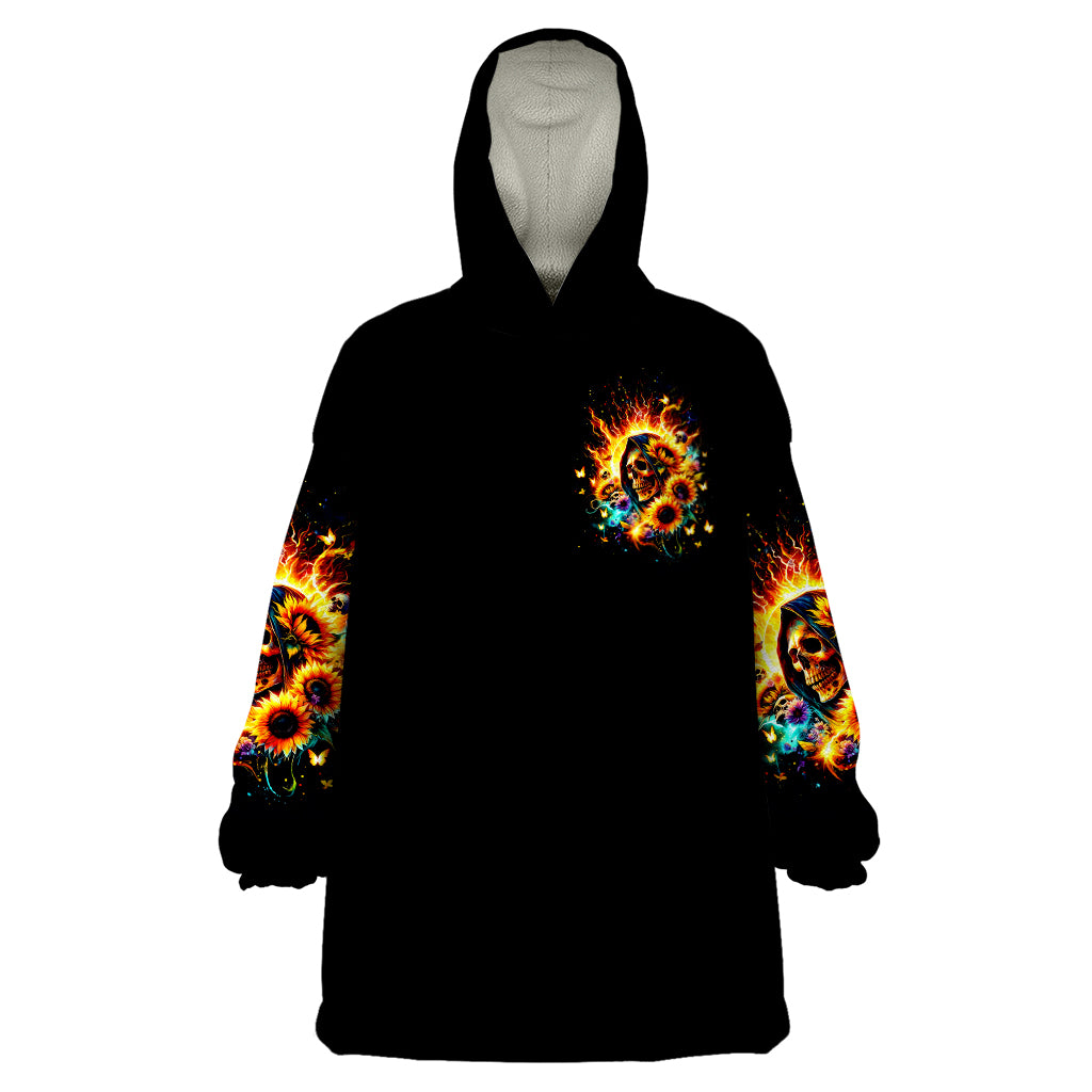 Sunflower Skull Wearable Blanket Hoodie She Is Sunshine Mixed With A Little Hurricane