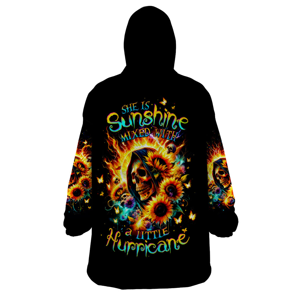 Sunflower Skull Wearable Blanket Hoodie She Is Sunshine Mixed With A Little Hurricane