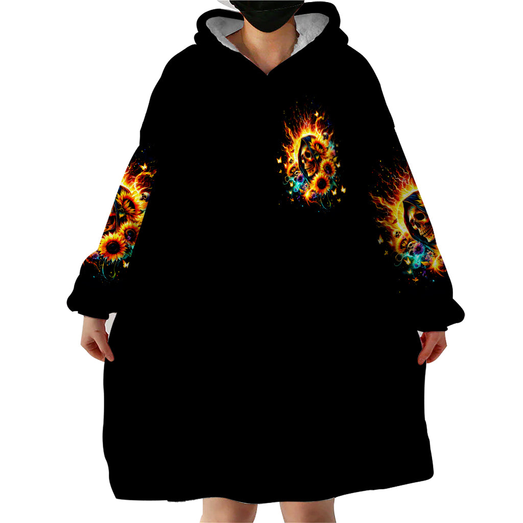Sunflower Skull Wearable Blanket Hoodie She Is Sunshine Mixed With A Little Hurricane