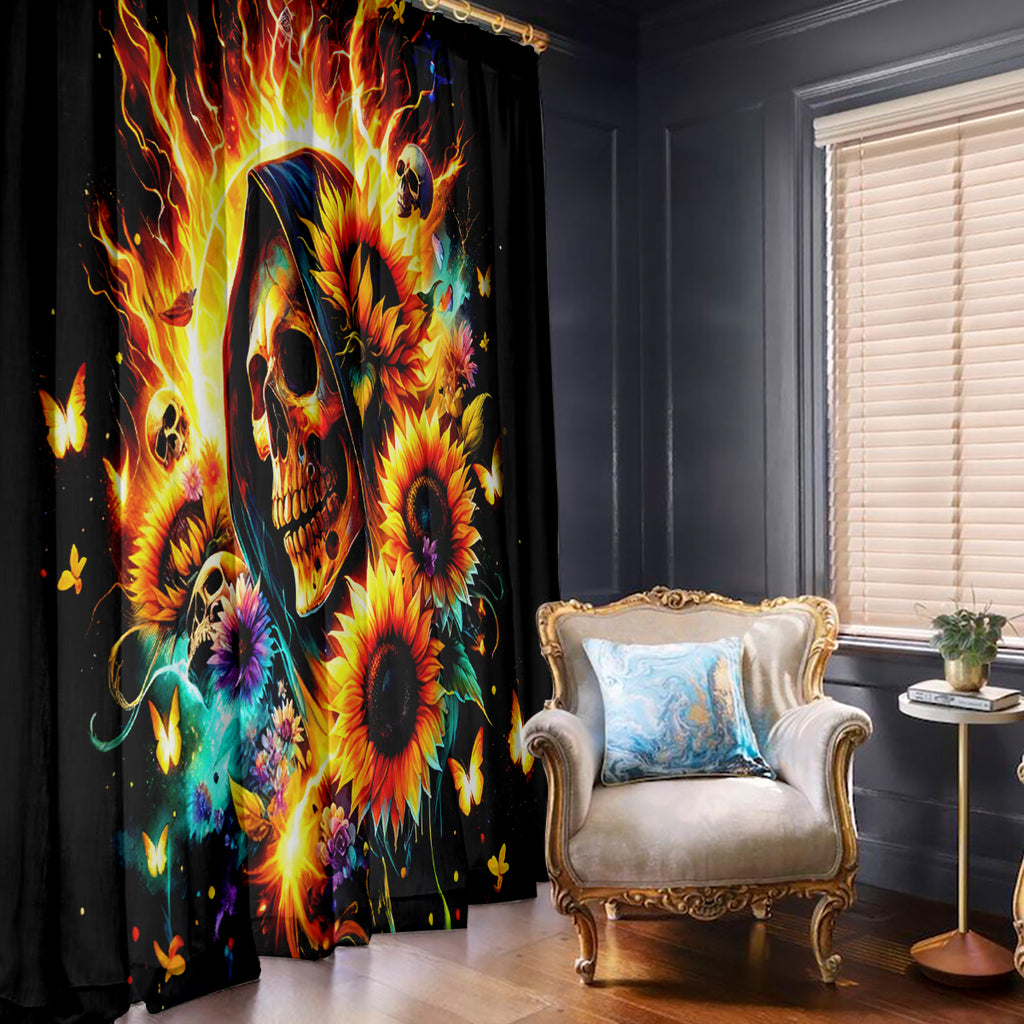 Sunflower Skull Window Curtain She Is Sunshine Mixed With A Little Hurricane