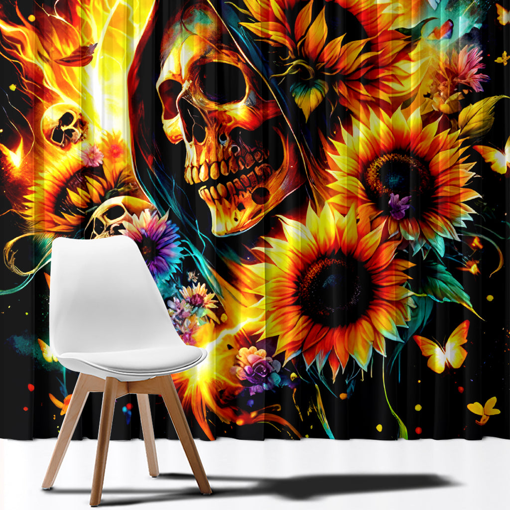 Sunflower Skull Window Curtain She Is Sunshine Mixed With A Little Hurricane