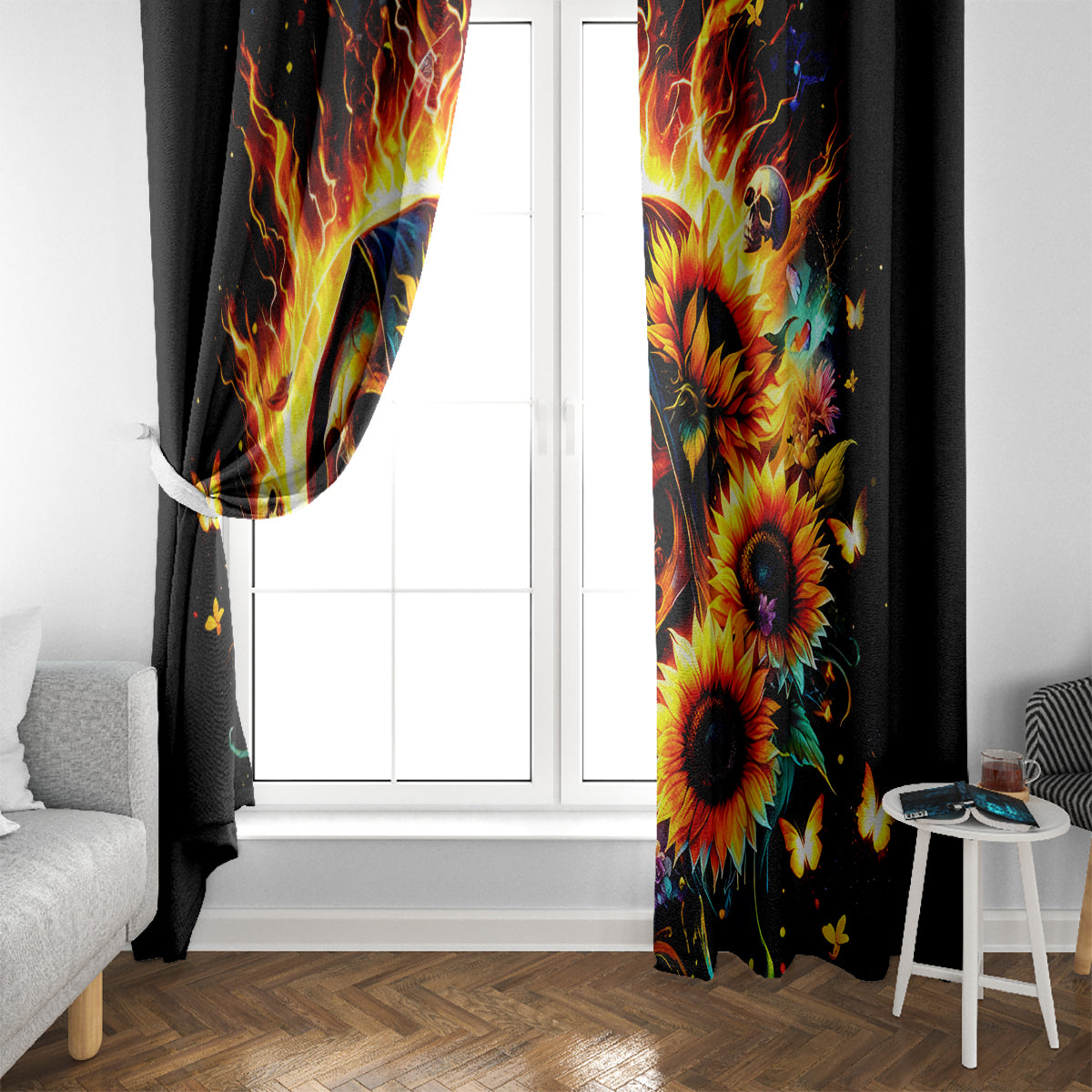 Sunflower Skull Window Curtain She Is Sunshine Mixed With A Little Hurricane