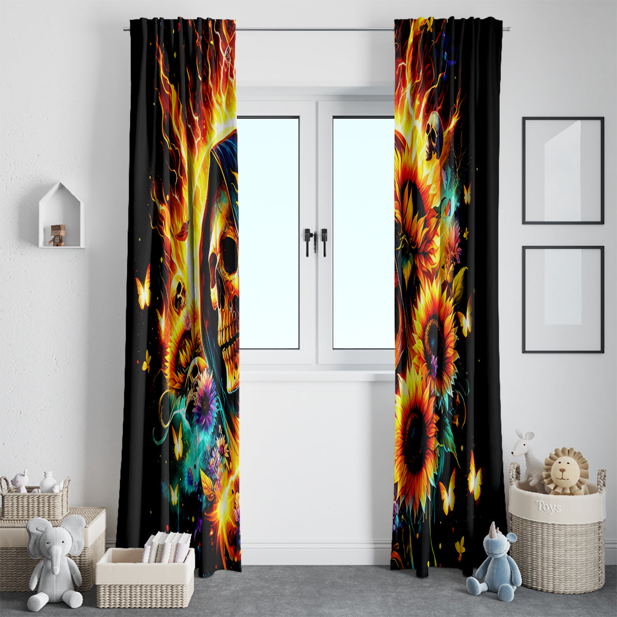 Sunflower Skull Window Curtain She Is Sunshine Mixed With A Little Hurricane