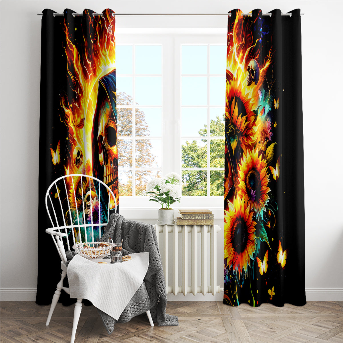 Sunflower Skull Window Curtain She Is Sunshine Mixed With A Little Hurricane