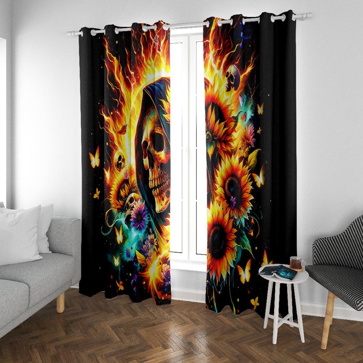 Sunflower Skull Window Curtain She Is Sunshine Mixed With A Little Hurricane
