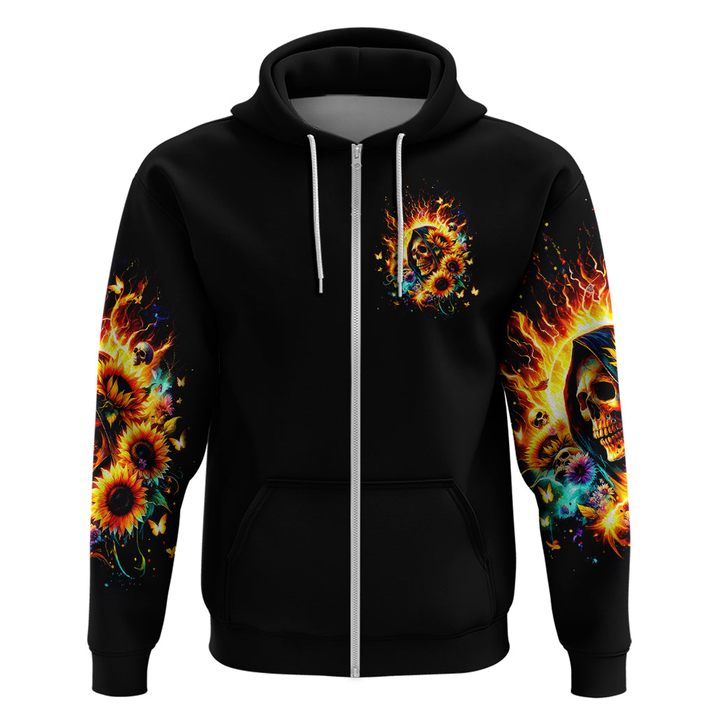 Sunflower Skull Zip Hoodie She Is Sunshine Mixed With A Little Hurricane