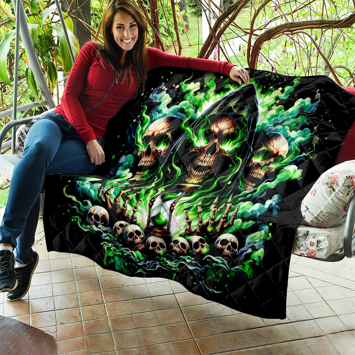 Witch Skull Quilt Of Course I'm Going To Hell I'm Just Here To Pick You Up