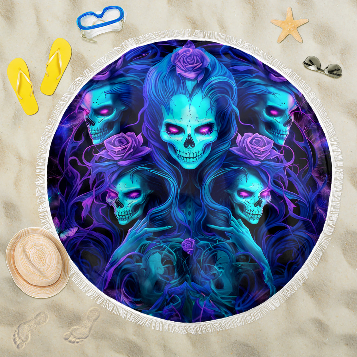 Rose Skull Beach Blanket Four Out Of The Five Voices In My Head Think You An Idiot