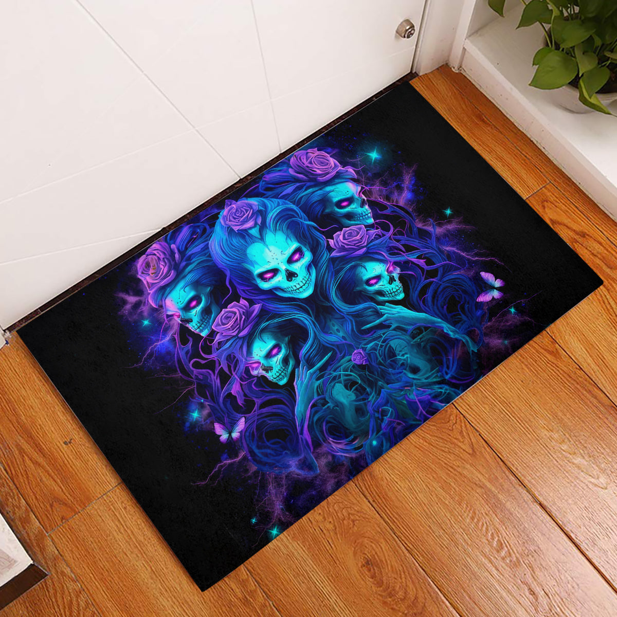 Rose Skull Rubber Doormat Four Out Of The Five Voices In My Head Think You An Idiot