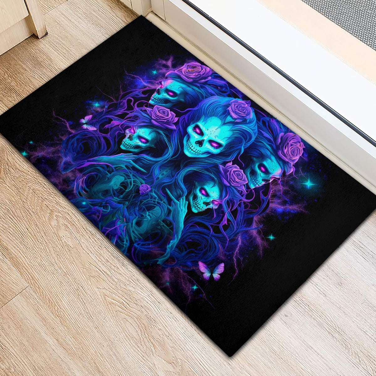 Rose Skull Rubber Doormat Four Out Of The Five Voices In My Head Think You An Idiot