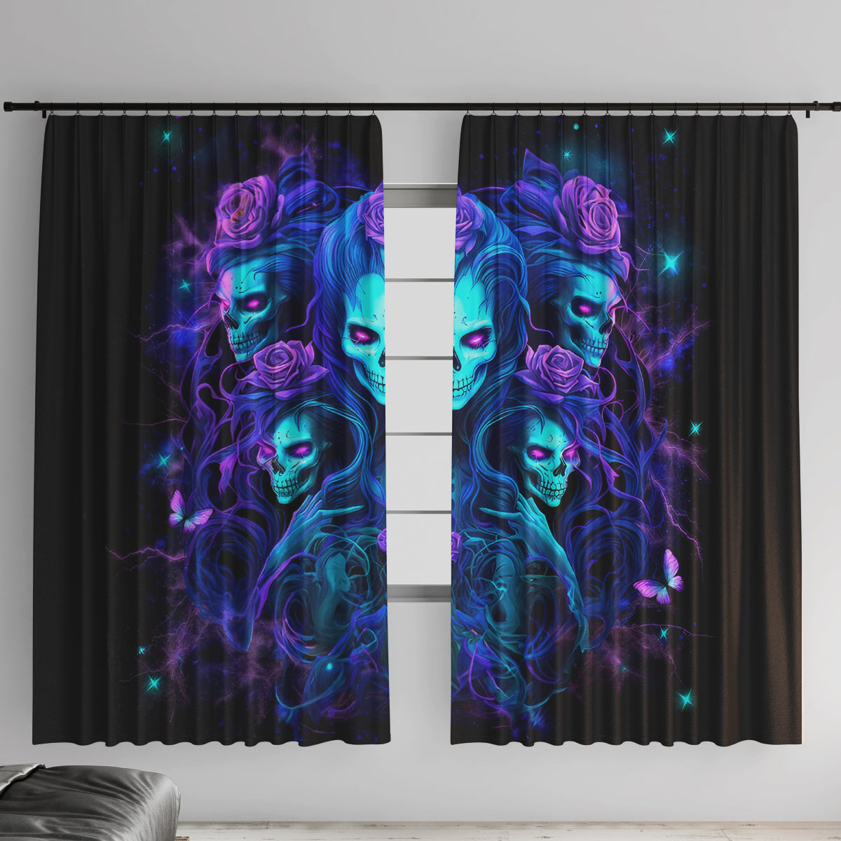 Rose Skull Window Curtain Four Out Of The Five Voices In My Head Think You An Idiot