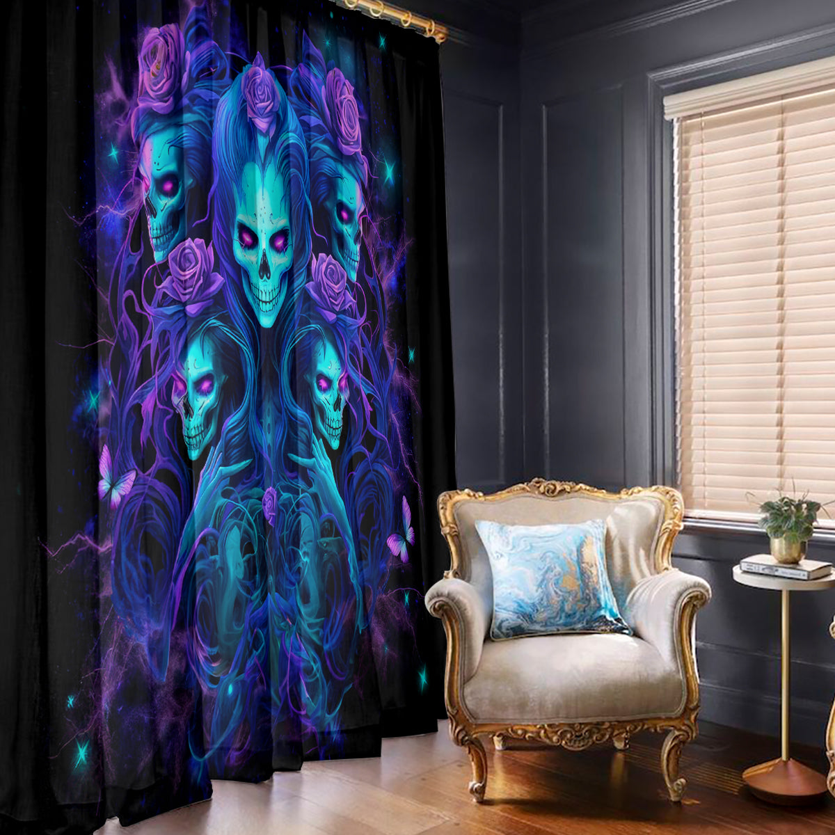 Rose Skull Window Curtain Four Out Of The Five Voices In My Head Think You An Idiot