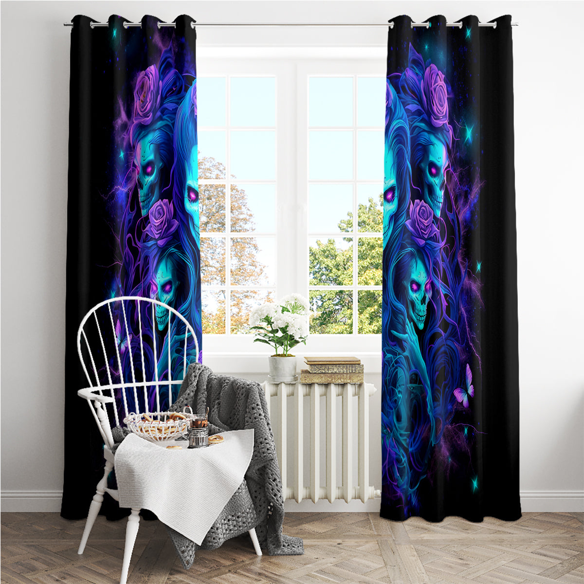 Rose Skull Window Curtain Four Out Of The Five Voices In My Head Think You An Idiot
