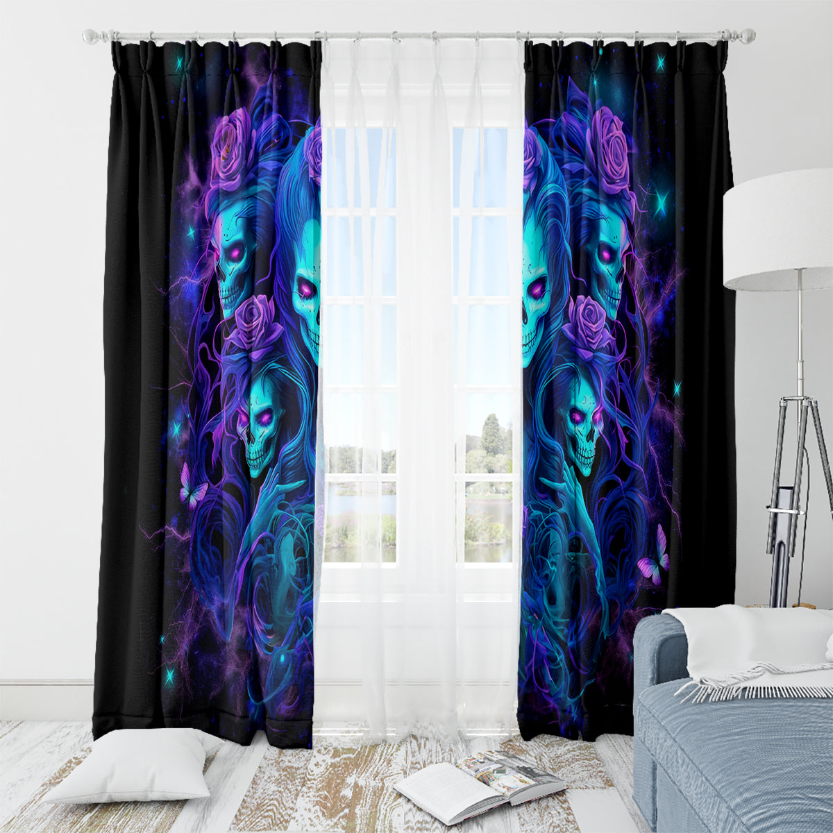 Rose Skull Window Curtain Four Out Of The Five Voices In My Head Think You An Idiot