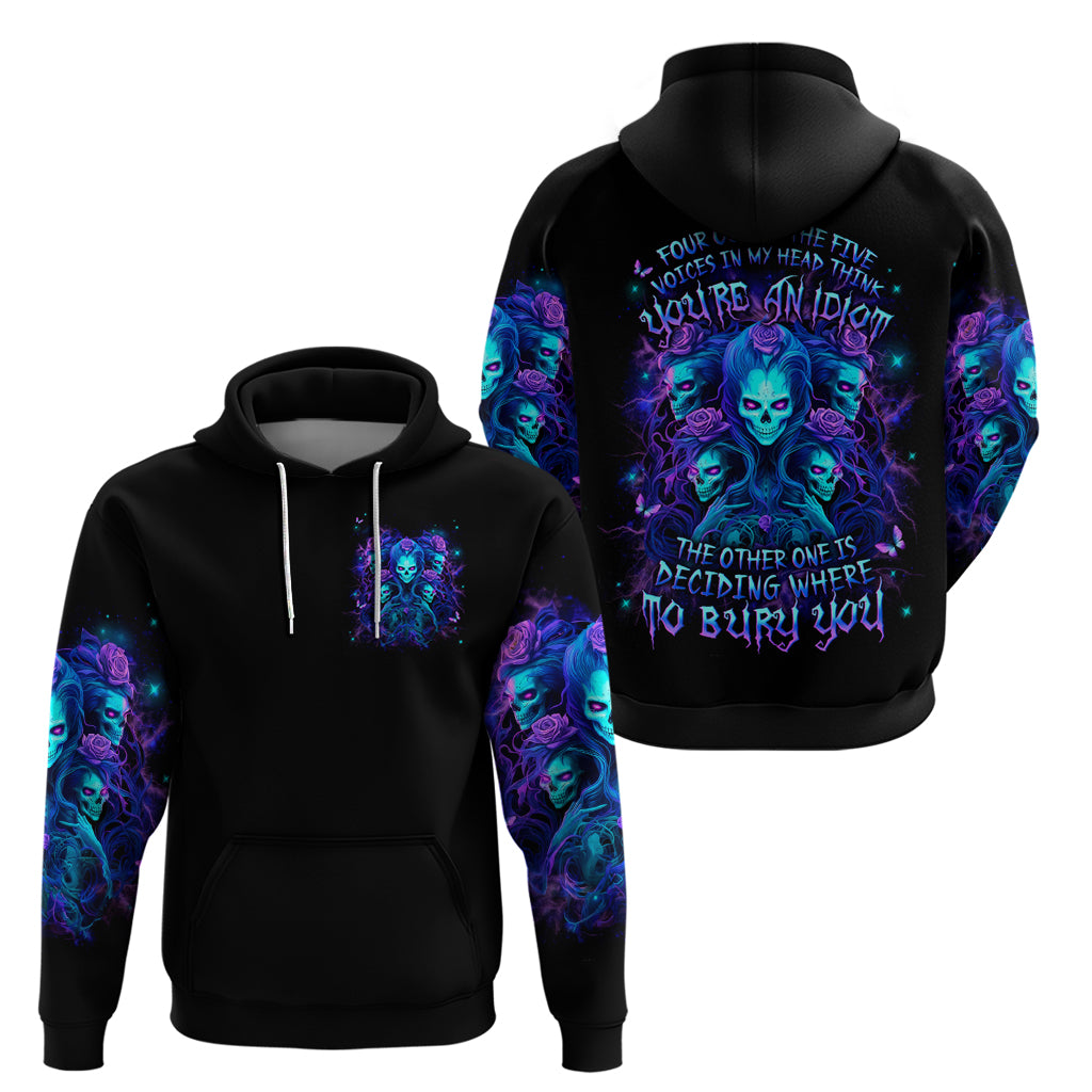 Rose Skull Zip Hoodie Four Out Of The Five Voices In My Head Think You An Idiot
