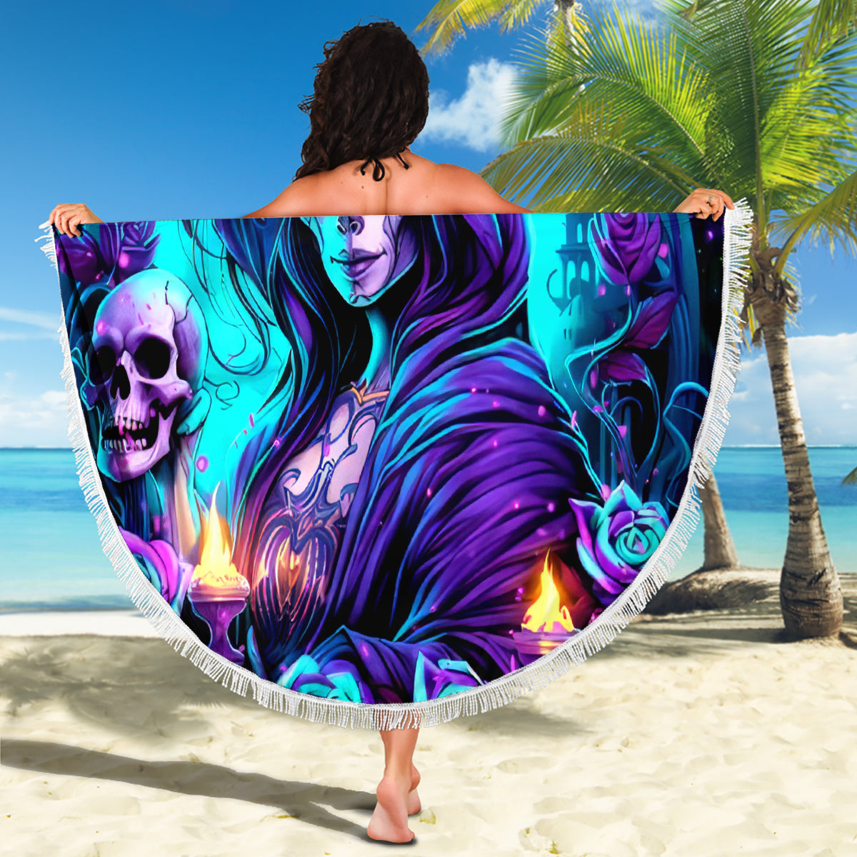 Witch Skull Beach Blanket Hello Darkness My Old Friend