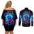 Witch Skull Couples Matching Off Shoulder Short Dress and Long Sleeve Button Shirt Hello Darkness My Old Friend