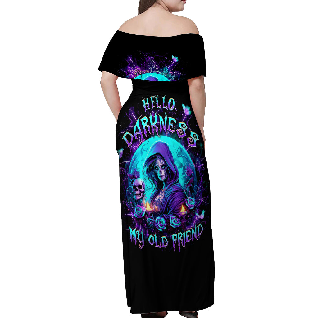Witch Skull Off Shoulder Maxi Dress Hello Darkness My Old Friend