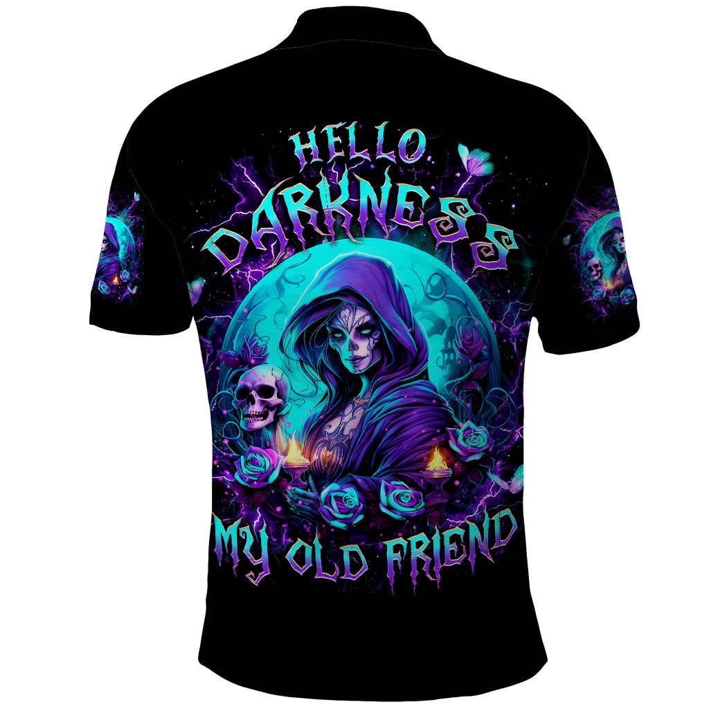 Witch Skull Polo Shirt Hello Darkness My Old Friend