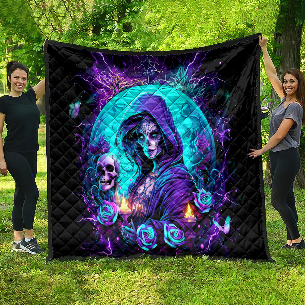Witch Skull Quilt Hello Darkness My Old Friend