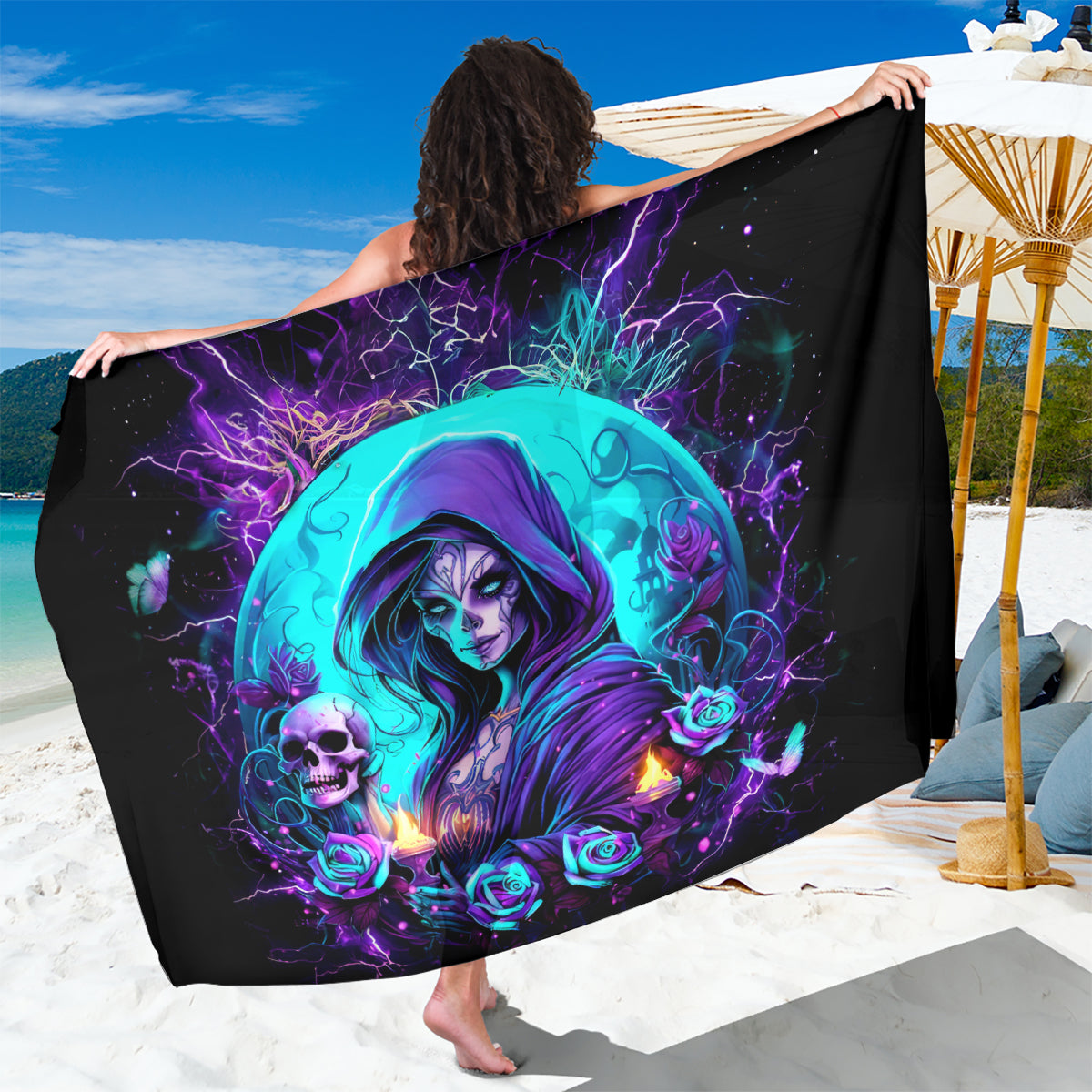 Witch Skull Sarong Hello Darkness My Old Friend