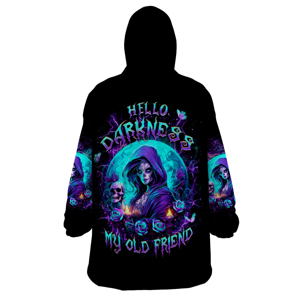 Witch Skull Wearable Blanket Hoodie Hello Darkness My Old Friend