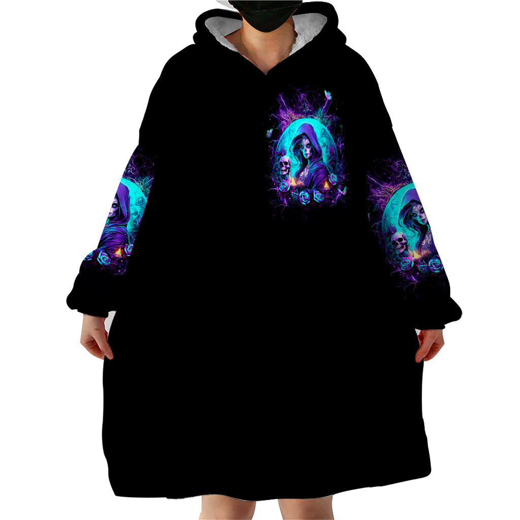 Witch Skull Wearable Blanket Hoodie Hello Darkness My Old Friend