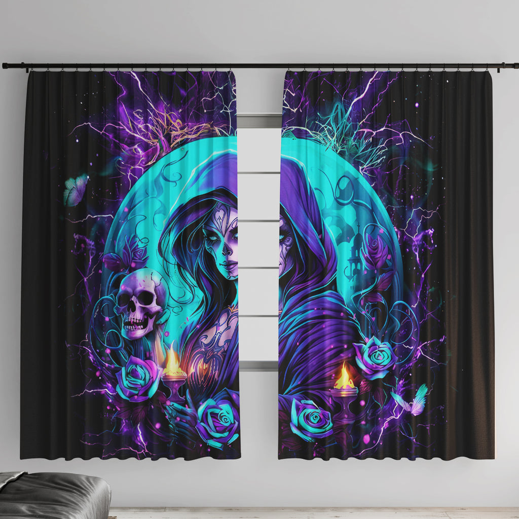 Witch Skull Window Curtain Hello Darkness My Old Friend