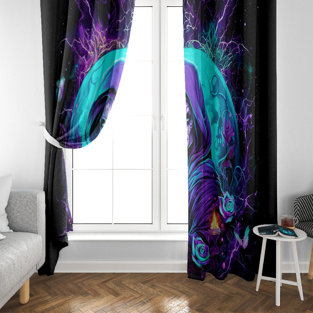 Witch Skull Window Curtain Hello Darkness My Old Friend