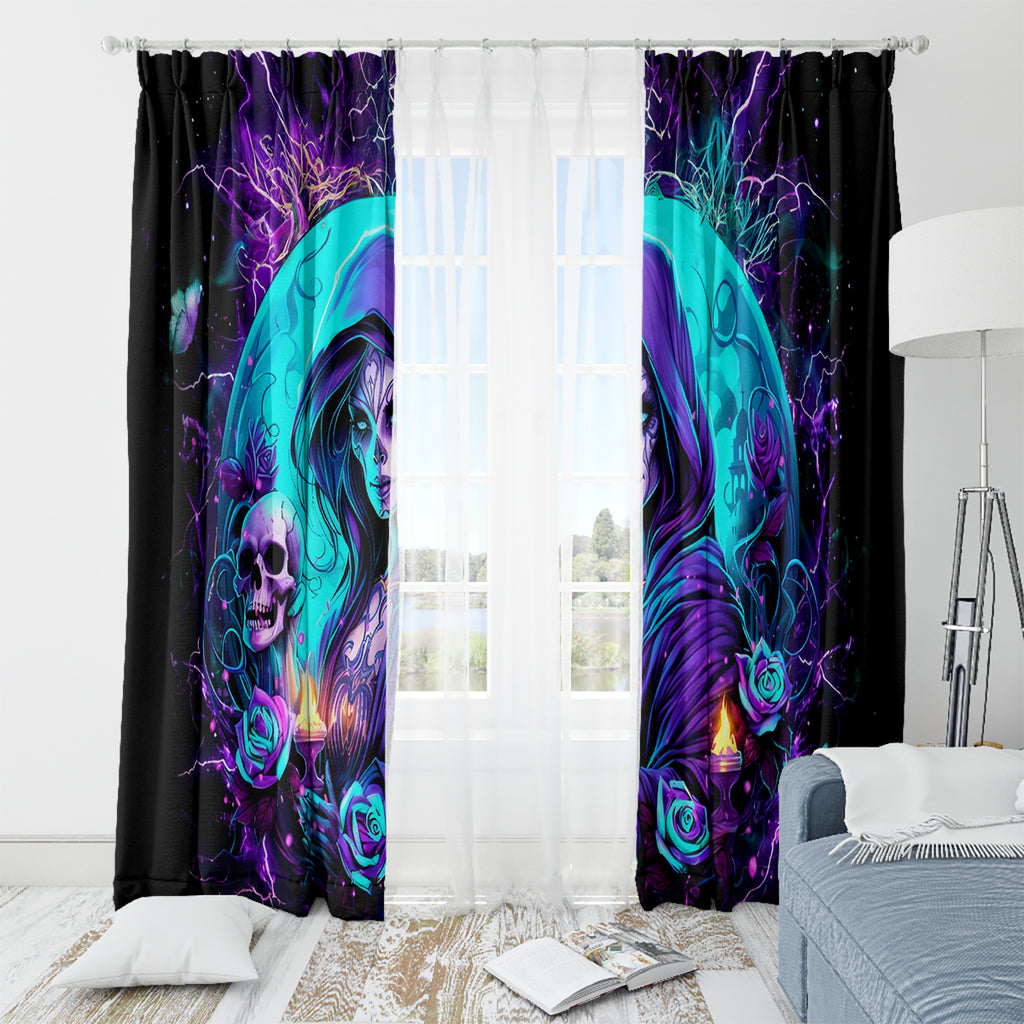Witch Skull Window Curtain Hello Darkness My Old Friend