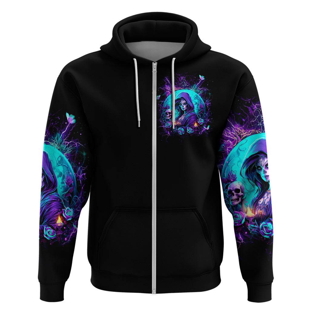 Witch Skull Zip Hoodie Hello Darkness My Old Friend